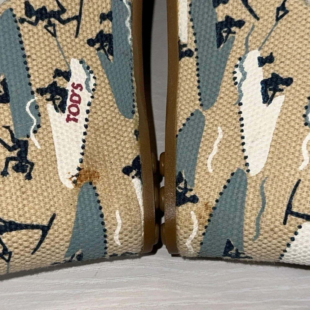 Tod's White Ribbon Wedge Wakeboard Pattern Espadrille Sandal Heel Shoes